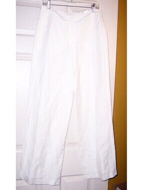 NWT Alfani White Wide Leg Linen Blend Trousers/Pants US 6